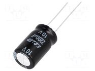 Capacitor: electrolytic; THT; 2200uF; 10VDC; Ø12.5x20mm; Pitch: 5mm Elite