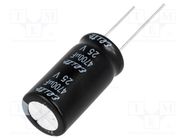 Capacitor: electrolytic; THT; 4700uF; 25VDC; Ø16x32mm; Pitch: 7.5mm Elite