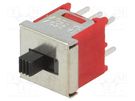 Switch: slide; Pos: 2; DPDT; 3A/120VAC; 3A/28VDC; ON-ON; THT; 1000MΩ 