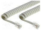 Cable: telephone; coiled,interlaced; RJ9 plug,both sides; ivory BQ CABLE