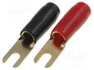 Terminal: fork; M4; 4mm2; gold-plated; insulated; red and black 4CARMEDIA