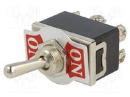 Switch: toggle; Pos: 2; DPDT; ON-ON; 10A/250VAC; Leads: M3 screws NINIGI