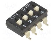 Switch: DIP-SWITCH; Poles number: 4; ON-OFF; 0.1A/50VDC; Pos: 2; SMT DIPTRONICS