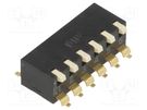 Switch: DIP-SWITCH; Poles number: 6; ON-OFF; 0.025A/24VDC; Pos: 2 DIPTRONICS