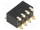 Switch: DIP-SWITCH; Poles number: 4; ON-OFF; 0.025A/24VDC; Pos: 2 DIPTRONICS