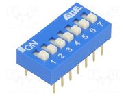 Switch: DIP-SWITCH; Poles number: 7; ON-OFF; 0.025A/24VDC; Pos: 2/7 ECE