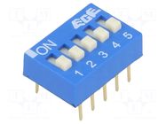 Switch: DIP-SWITCH; Poles number: 5; ON-OFF; 0.025A/24VDC; Pos: 2/5 ECE