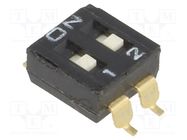 Switch: DIP-SWITCH; Poles number: 2; ON-OFF; 0.025A/24VDC; Pos: 2 OMRON Electronic Components