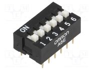 Switch: DIP-SWITCH; Poles number: 6; ON-OFF; 0.025A/24VDC; Pos: 2 OMRON Electronic Components