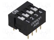 Switch: DIP-SWITCH; Poles number: 4; ON-OFF; 0.025A/24VDC; Pos: 2 OMRON Electronic Components