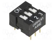 Switch: DIP-SWITCH; Poles number: 3; ON-OFF; 0.025A/24VDC; Pos: 2 OMRON Electronic Components