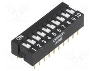 Switch: DIP-SWITCH; Poles number: 10; ON-OFF; 0.025A/24VDC; Pos: 2 OMRON Electronic Components