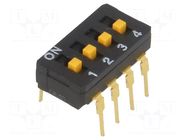 Switch: DIP-SWITCH; Poles number: 4; ON-OFF; 0.03A/30VDC; Pos: 2 OMRON Electronic Components