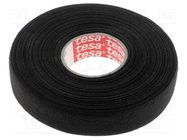 Tape: textile; W: 19mm; L: 25m; Thk: 0.3mm; Automotive; black; 105°C TESA