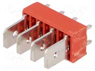 Terminal: spade terminal strip; 6.4mm; 0.8mm; THT; brass; tinned KEYSTONE