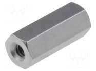 Screwed spacer sleeve; 10mm; Int.thread: M2; hexagonal; brass DREMEC