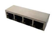 RJ45 CONN, R/A JACK, 8P8C, 1X4GANGED, TH