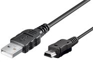 Mini USB Sync and Charging Cable, Black, 1 m - USB 2.0 male (type A) > USB 2.0 mini male (type B, 5-pin)