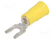 Tip: fork; M4; Ø: 4.32mm; crimped; for cable; insulated; yellow KEYSTONE