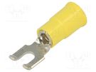 Tip: fork; M3,5; Ø: 3.66mm; crimped; for cable; insulated; yellow KEYSTONE