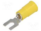 Tip: fork; M3,5; Ø: 3.66mm; crimped; for cable; insulated; yellow KEYSTONE
