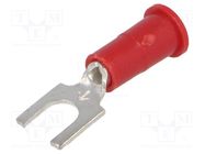 Tip: fork; M4; Ø: 4.32mm; crimped; for cable; insulated; red; copper KEYSTONE