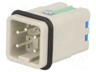 Connector: HDC; contact insert; male; 10A; 250V; Han® A; PIN: 5; 4+PE HARTING