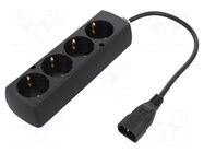 Cable; 3x1mm2; CEE 7/3 (F) socket,IEC C14 male; PVC; 0.3m; black JONEX