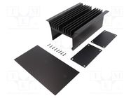 Heatsink: with case; black; aluminium; anodized; Y: 80mm; X: 143mm 