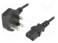 Cable; 3x0.75mm2; BS 1363 (G) plug,IEC C13 female; PVC; 1.8m ESPE