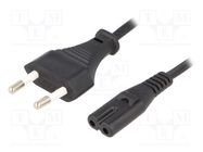 Cable; 2x0.75mm2; CEE 7/16 (C) plug,IEC C7 female; PVC; 3m; black ESPE