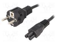 Cable; 3x0.75mm2; CEE 7/7 (E/F) plug,IEC C5 female; PVC; 1.5m ESPE