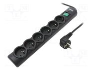 Plug socket strip: protective; Sockets: 6; 250VAC; 10A; black; 175J EVER
