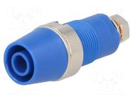 Connector: 4mm banana; socket; 32A; 1kV; blue; nickel plated; screw SCHÜTZINGER