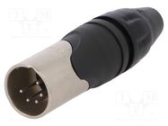 Connector: XLR; plug; male; PIN: 5; straight; for cable; soldering AMPHENOL