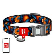 Waudog "Oranges" nylon dog collar with QR code, size S, Waudog