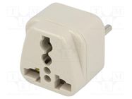 Transition: adapter; 2P+PE; 250VAC; 10A; Type: type L; white; PIN: 3 