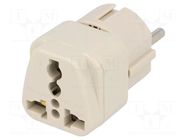 Transition: adapter; 2P+PE; 250VAC; 10A; Type: Uni-Schuko; white NINIGI