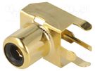 Socket; RCA; female; angled 90°; THT; brass; gold-plated; on PCBs KEYSTONE
