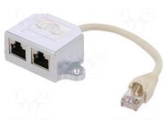 Splitter; plug/socket; 8p8c; RJ45 socket x2,RJ45 plug; female LOGILINK