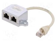 Splitter; plug/socket; 8p8c; RJ45 socket x2,RJ45 plug; female LOGILINK