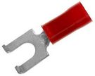 TERMINAL, SPADE/FORK, #8, CRIMP, RED