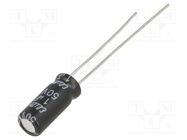 Capacitor: electrolytic; THT; 1uF; 50VDC; Ø5x11mm; Pitch: 2mm; ±20% Elite