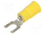 Tip: fork; M4,5; Ø: 4.98mm; crimped; for cable; insulated; yellow KEYSTONE
