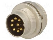 Connector: M16; socket; male; PIN: 8; 5A; 60V; soldering; IP40; 270° LUMBERG