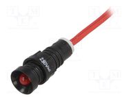 Indicator: LED; recessed; red; 230VAC; Ø11mm; IP40; leads 300mm POLAM-ELTA