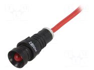 Indicator: LED; recessed; red; 230VAC; Ø11mm; IP40; cables; 300mm POLAM-ELTA