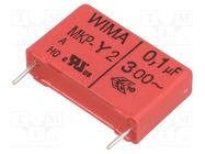 Capacitor: polypropylene; Y2; 100nF; 7x16.5x26.5mm; THT; ±10% WIMA