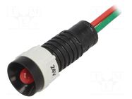 Indicator: LED; recessed; red; 24VDC; 24VAC; Ø11mm; IP40; cables POLAM-ELTA
