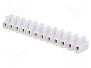 Terminal block; screw terminal; 10mm2; 400V; 57A; ways: 12; white PAWBOL